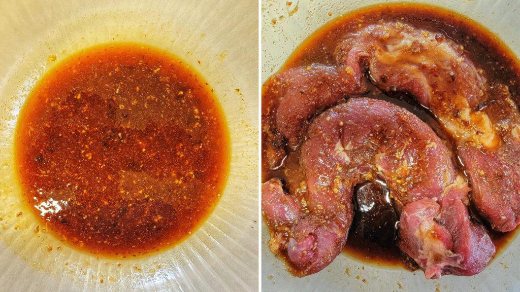 Marinating pork tenderloin in large glass bowl